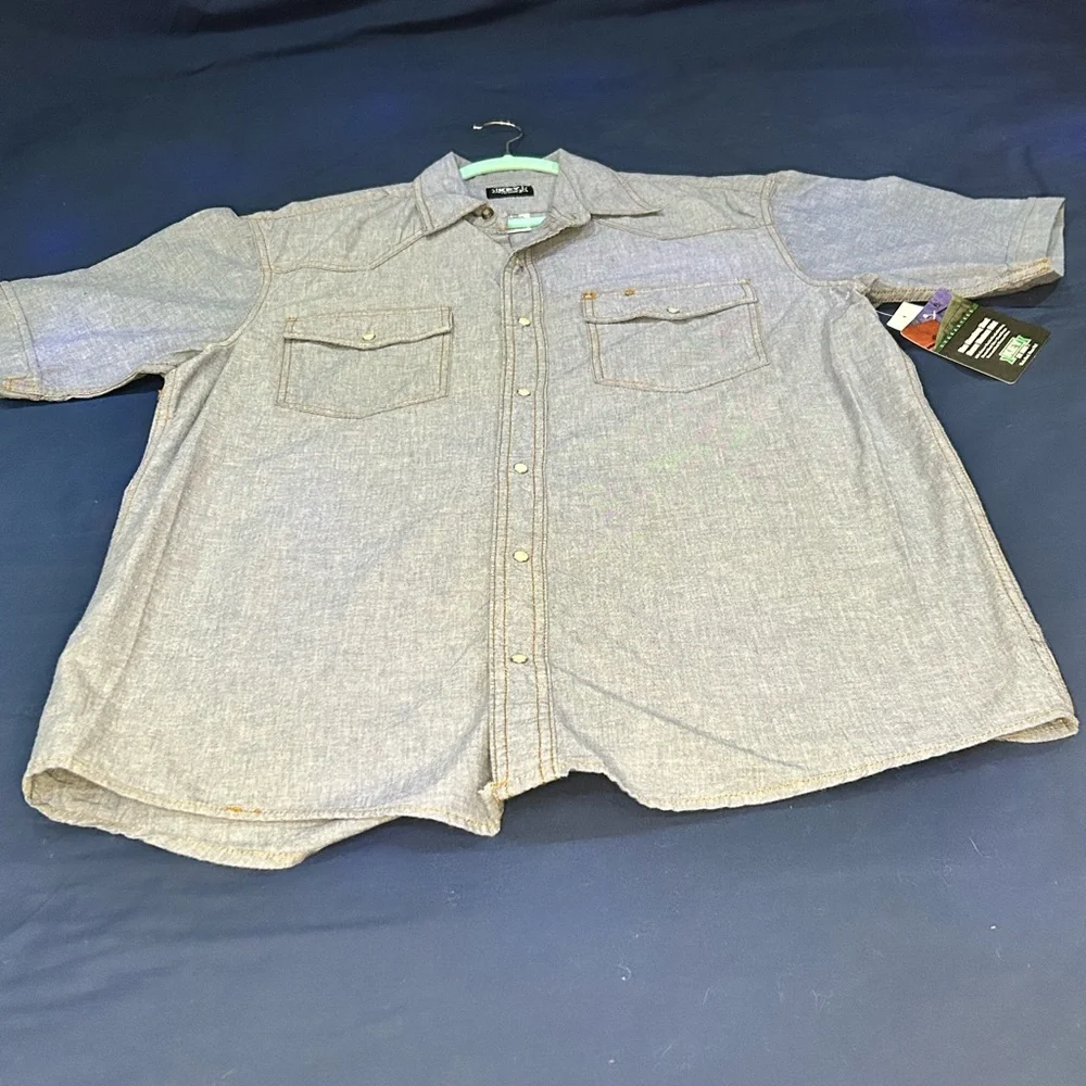 Key Western Wear Chambray Shirt, Pearl Snaps, Large - Picture 1 of 10